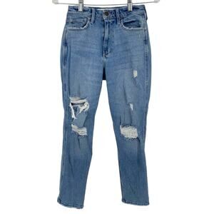 HOLLISTER Women's Curvy High Rise Mom Jean Denim Light Wash Size 24 Distressed